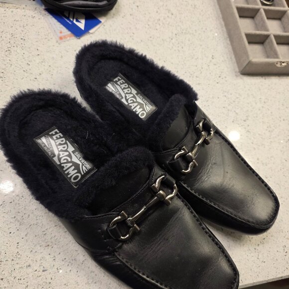 Salvatore Ferragamo FUR leather slip on shoes